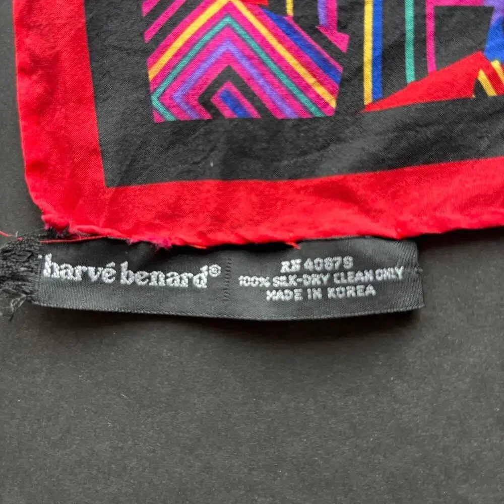 Harvé Benard silk scarf with geometric pattern 100% silk